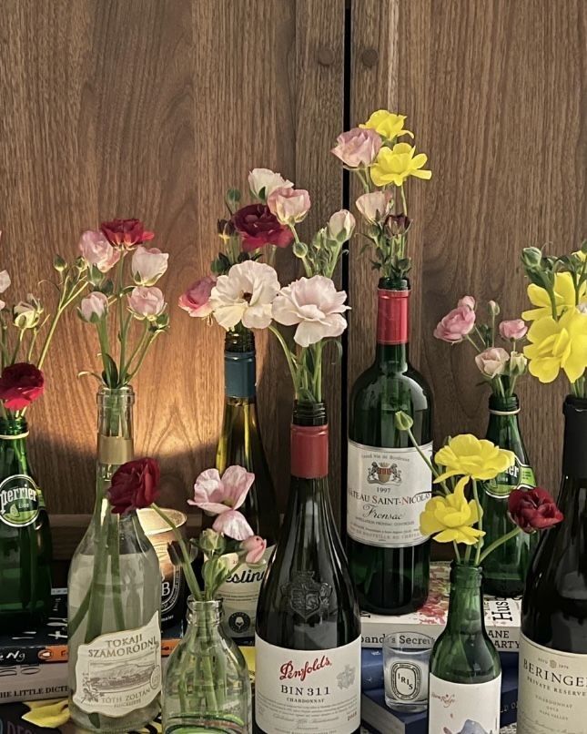 Wine Bottles As Flower Vase