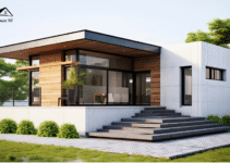 Exterior view of a modern house showcasing new home plans with stylish design and spacious layout